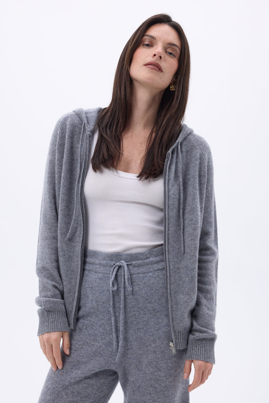 Elya Zip-Up Hoodie - Dark Grey - Women