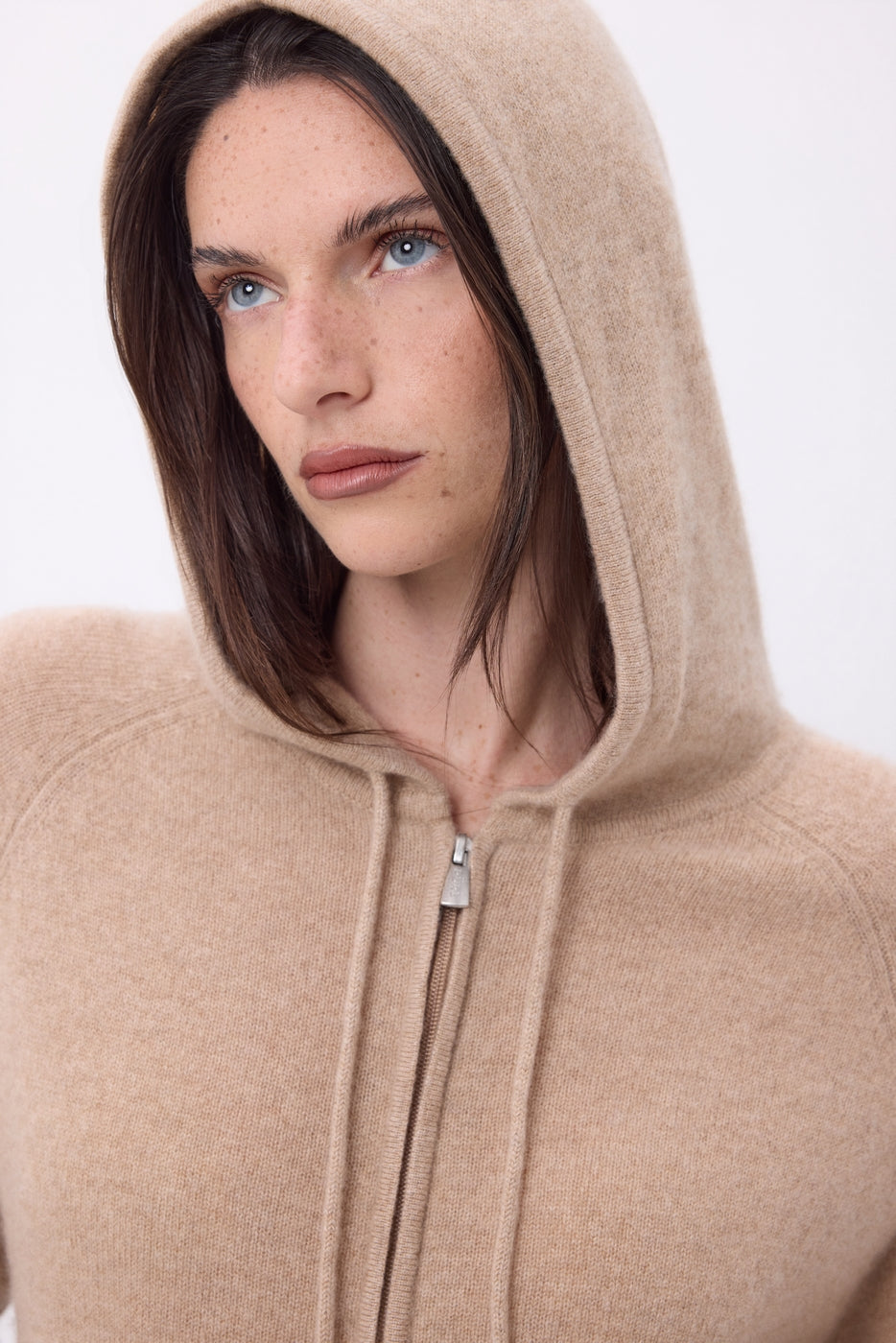 Elya Zip Hoodie - Cream Beige - Women