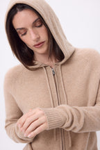 Elya Zip Hoodie - Cream Beige - Women