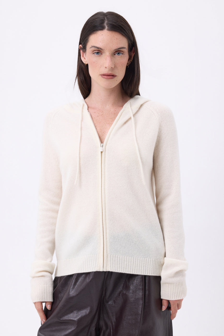 Sweat Zippe A Capuche Elya - Blanc - Femme