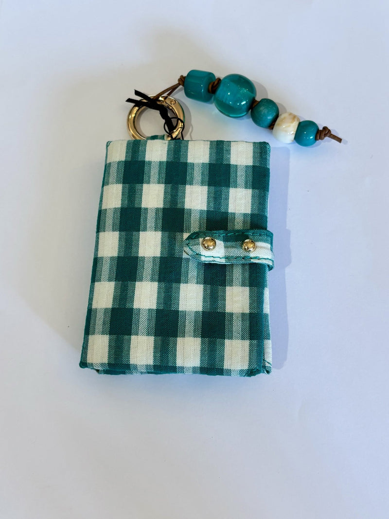 Porte Cartes Double Tissu Emile - Vichy Emeraude