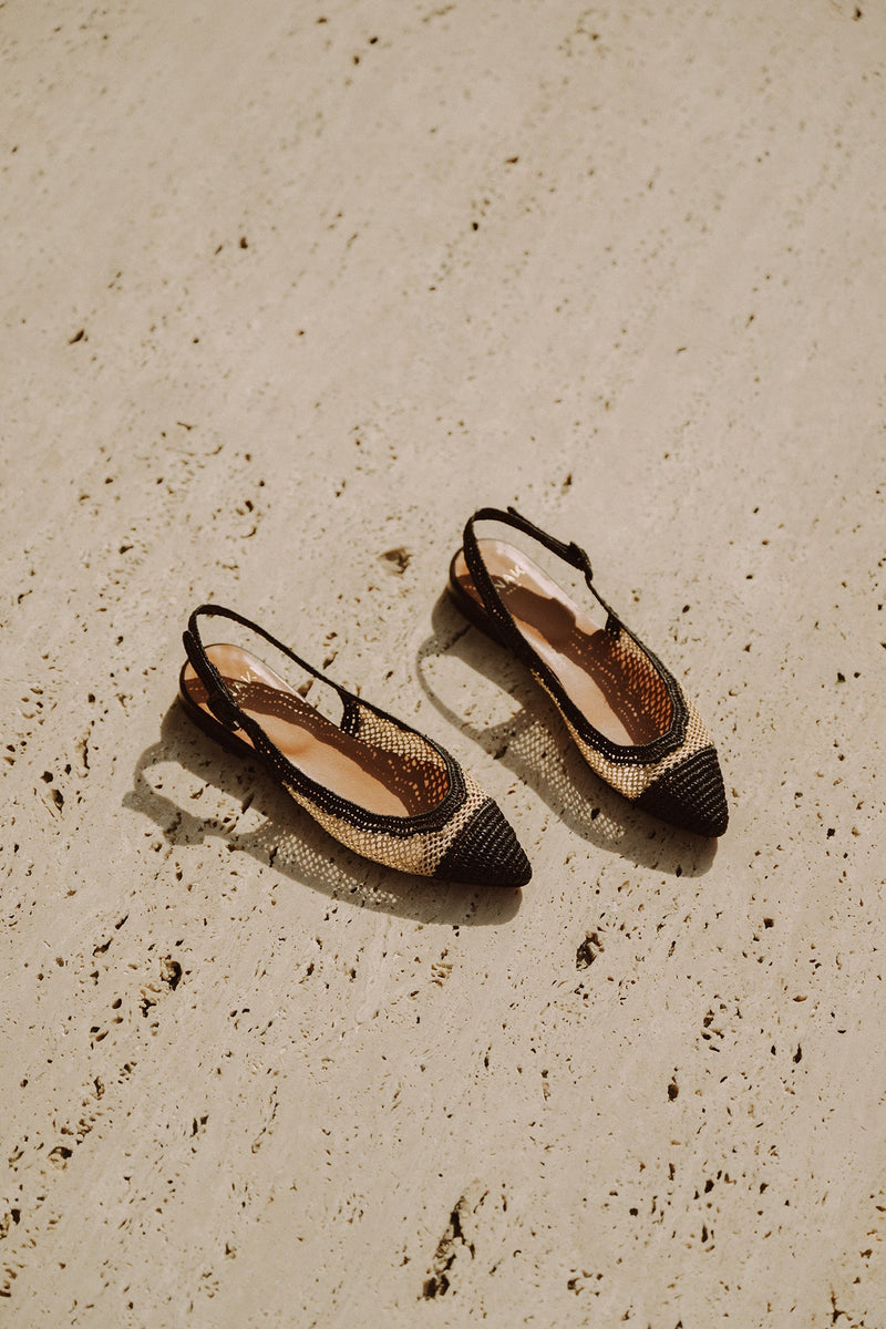 Anaki - Emilia ballerinas - Raffia - Black