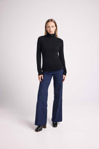 Maglione Collo Alto con Zip Donna Emilie - Nero