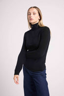 Emilie Truckneck Zip Sweater - Negro - Cachemira 100% Oeko-Tex - Mujer