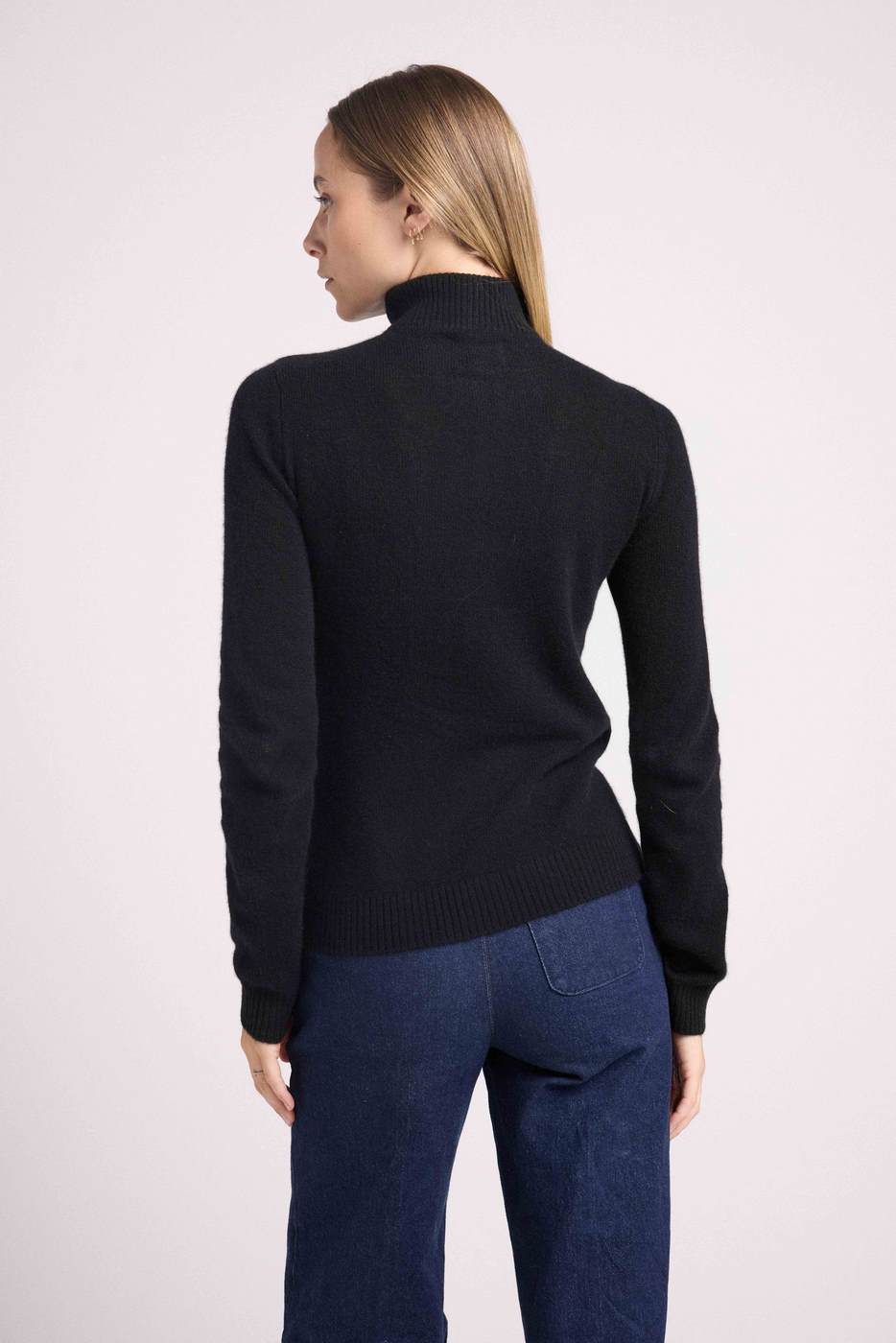 Maglione Collo Alto con Zip Donna Emilie - Nero