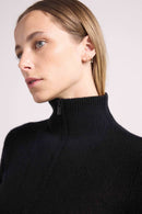 Pull Col Camioneur Zip Femme Emilie - Noir