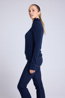 Pull Col Camioneur Zip Femme Emilie - Bleu Marine