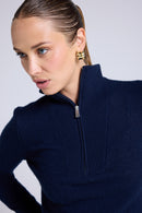 Pull Col Camioneur Zip Femme Emilie - Bleu Marine