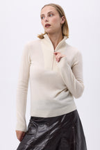 Pull Col Camioneur Zip Emilie - Blanc - Femme