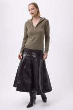 Pull Col Camioneur Zip F Emilie - Vert Khaki - Femme