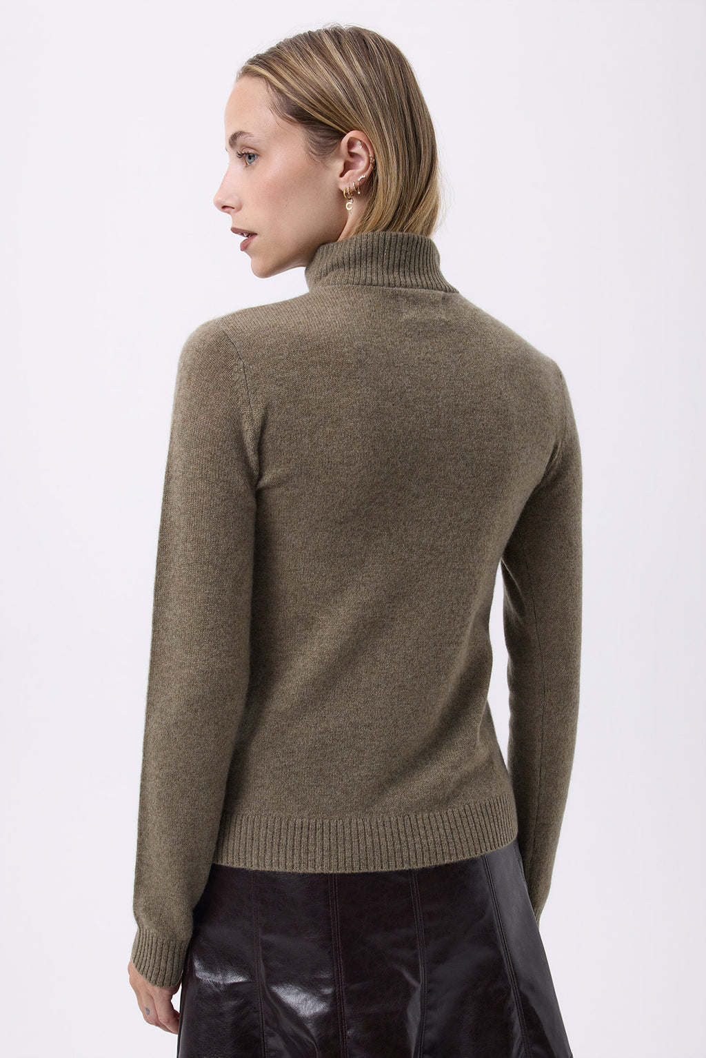 Pull Col Camioneur Zip F Emilie - Vert Khaki - Femme