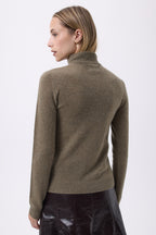 Pull Col Camioneur Zip F Emilie - Vert Khaki - Femme