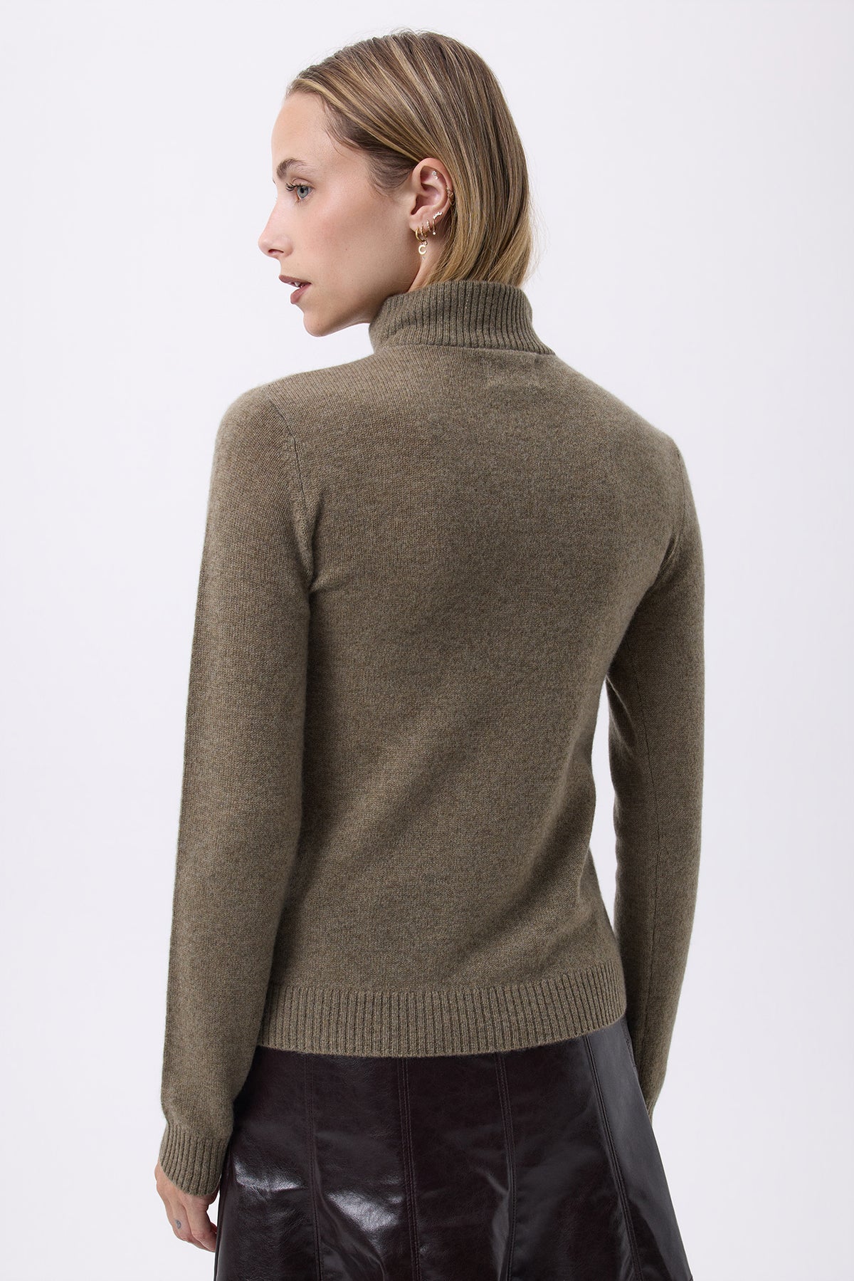 Pull Col Camioneur Zip F Emilie - Vert Khaki - Femme