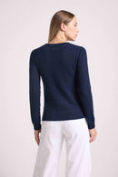 Pull Col Rond Arc En Ciel Emma - Bleu Marine - 100% Cachemire Oeko-Tex - Femme