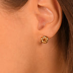 375/1000 Yellow Gold “8 Mm Twisted Knot” Earrings