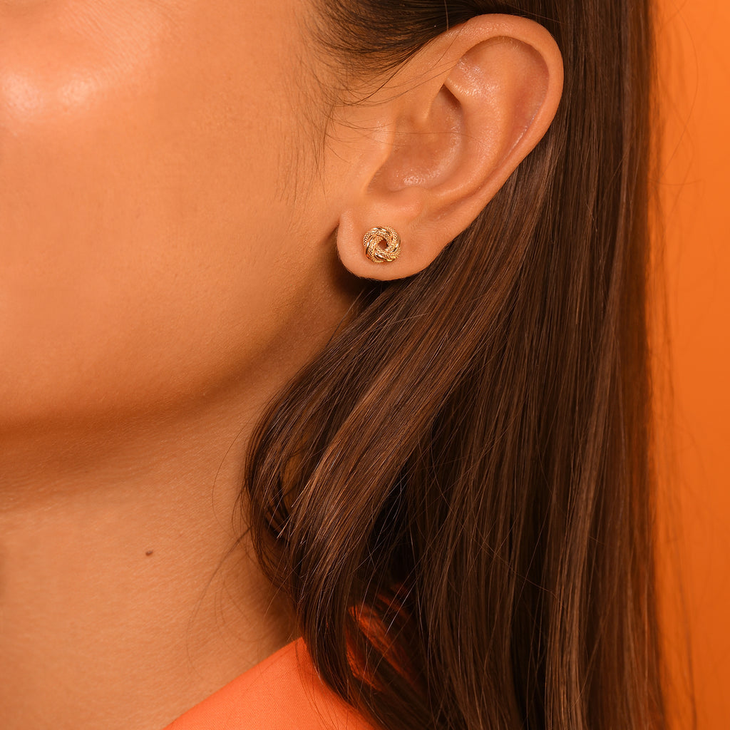 "Twisted Knot 8 Mm" Earrings - 375/1000 Yellow Gold