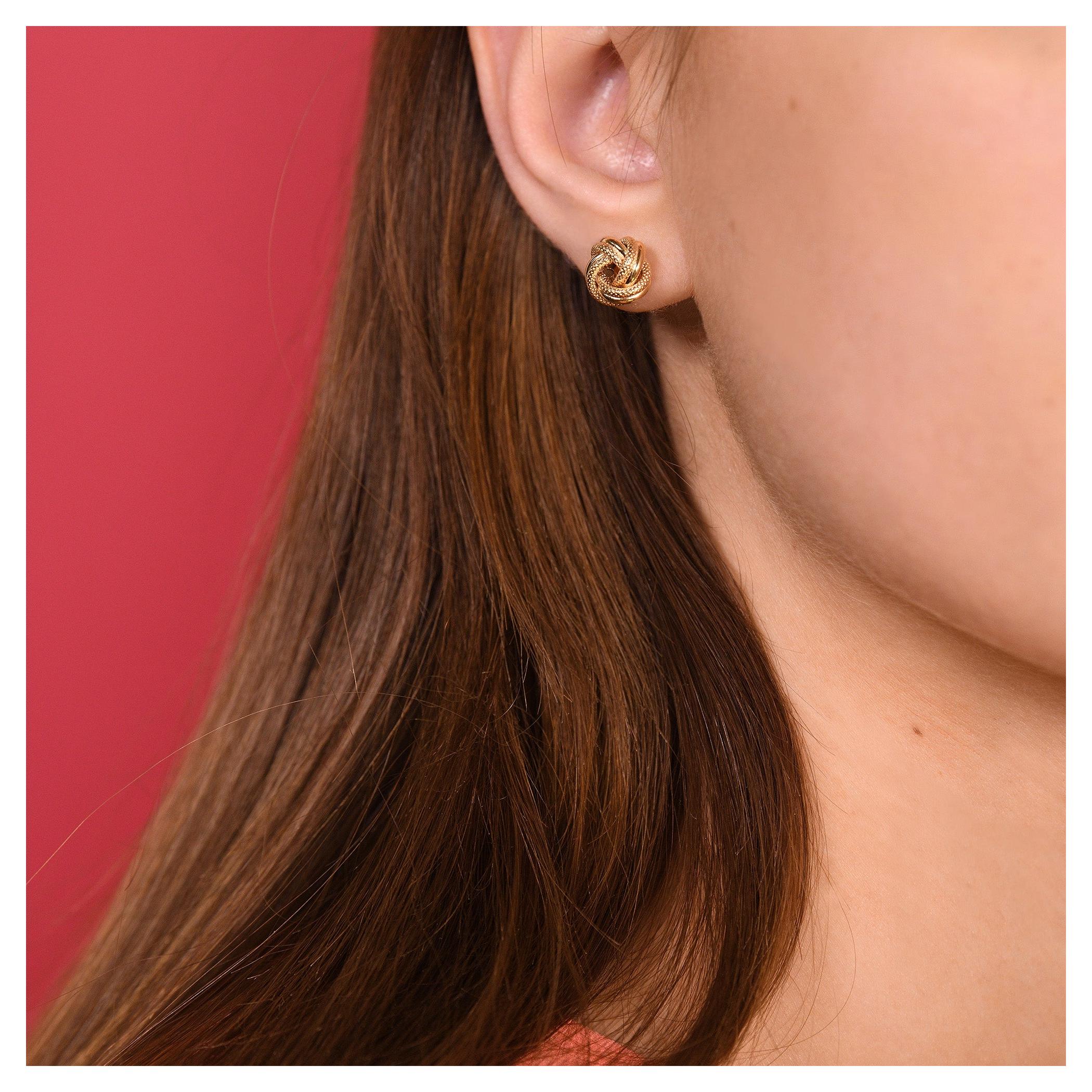 Pendientes "Nudo Trenzado 10Mm" - Oro Amarillo 375/1000