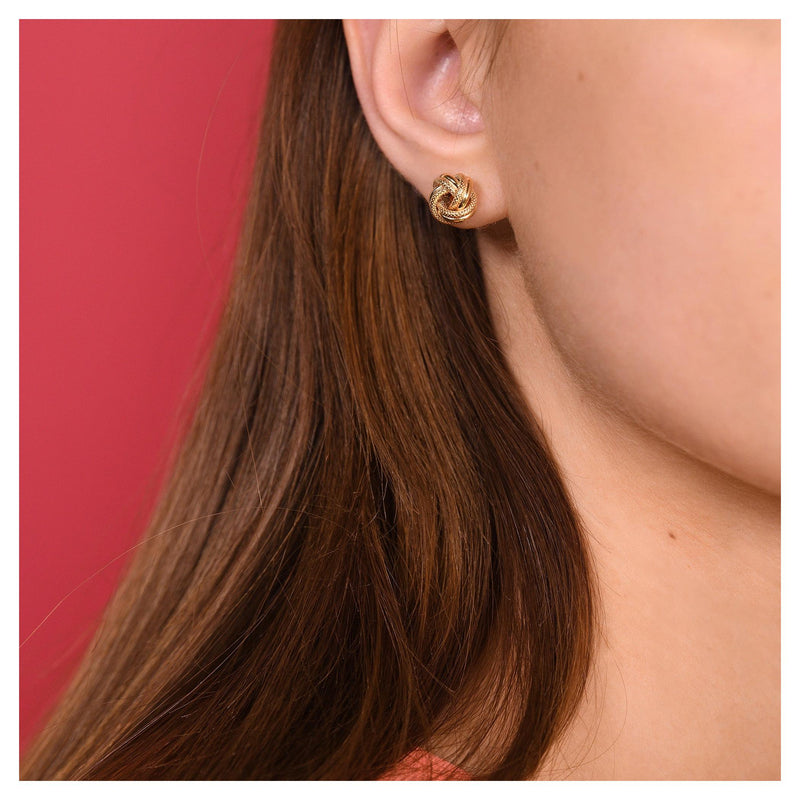 Boucles D'Oreilles "Noeud Torsadé 10Mm" - Or Jaune 375/1000