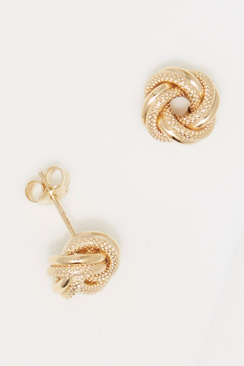 Boucles D'Oreilles " Noeud Torsadé 10Mm" Or Jaune 375/1000