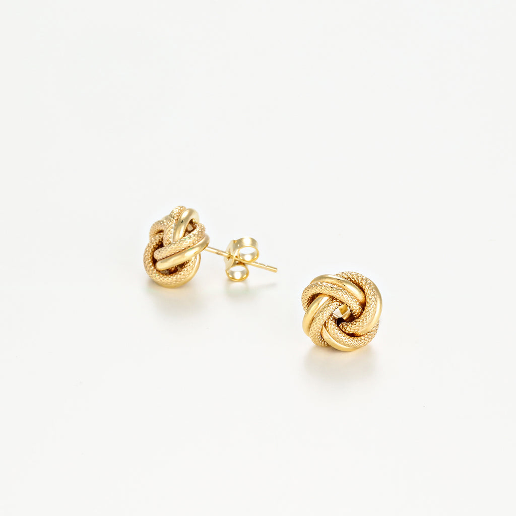 Boucles D'Oreilles " Noeud Torsadé 10Mm" Or Jaune- Or Jaune