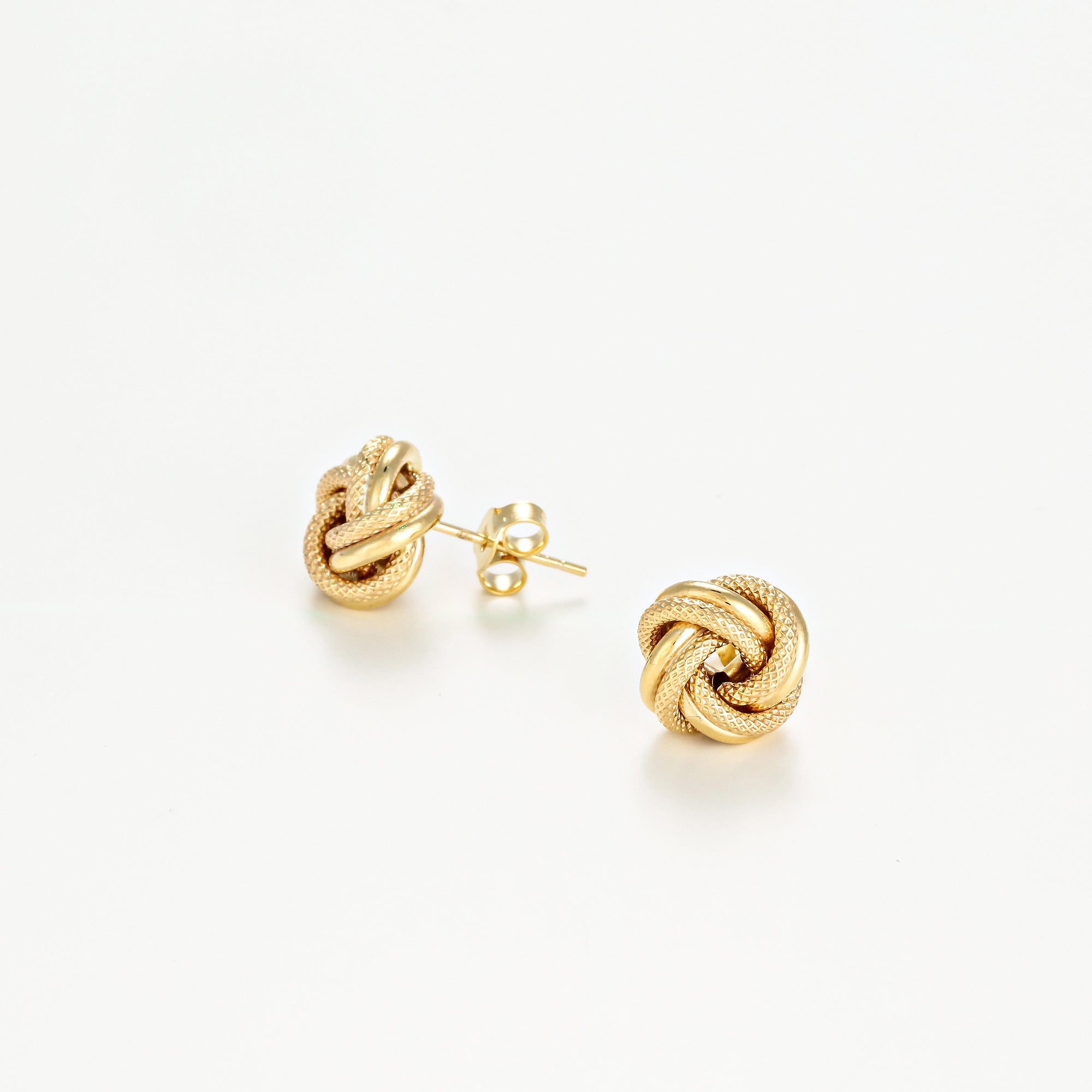 Boucles D'Oreilles " Noeud Torsadé 10Mm" Or Jaune- Or Jaune