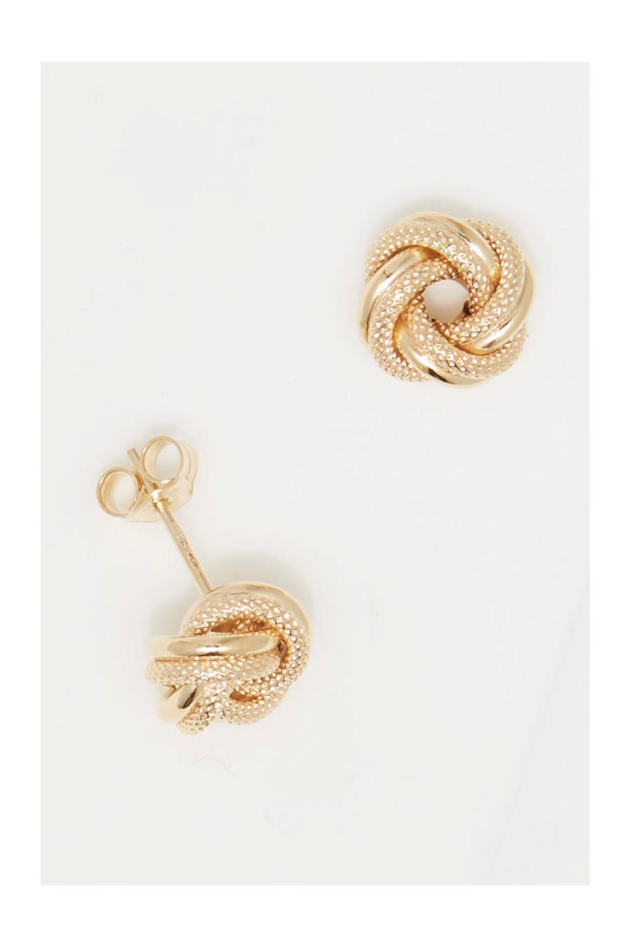 375/1000 Yellow Gold “Twisted Knot 10Mm” Earrings