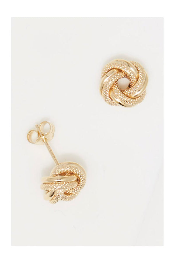 375/1000 Yellow Gold “Twisted Knot 10Mm” Earrings