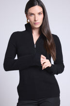 Pull Col Camioneur Zip Femme Emy - Noir - Femme