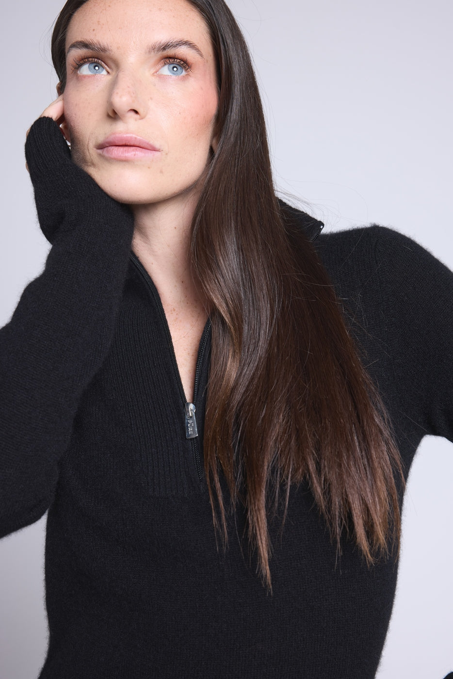 Pull Col Camioneur Zip Femme Emy - Noir - Femme