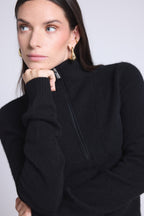 Pull Col Camioneur Zip Femme Emy - Noir - Femme