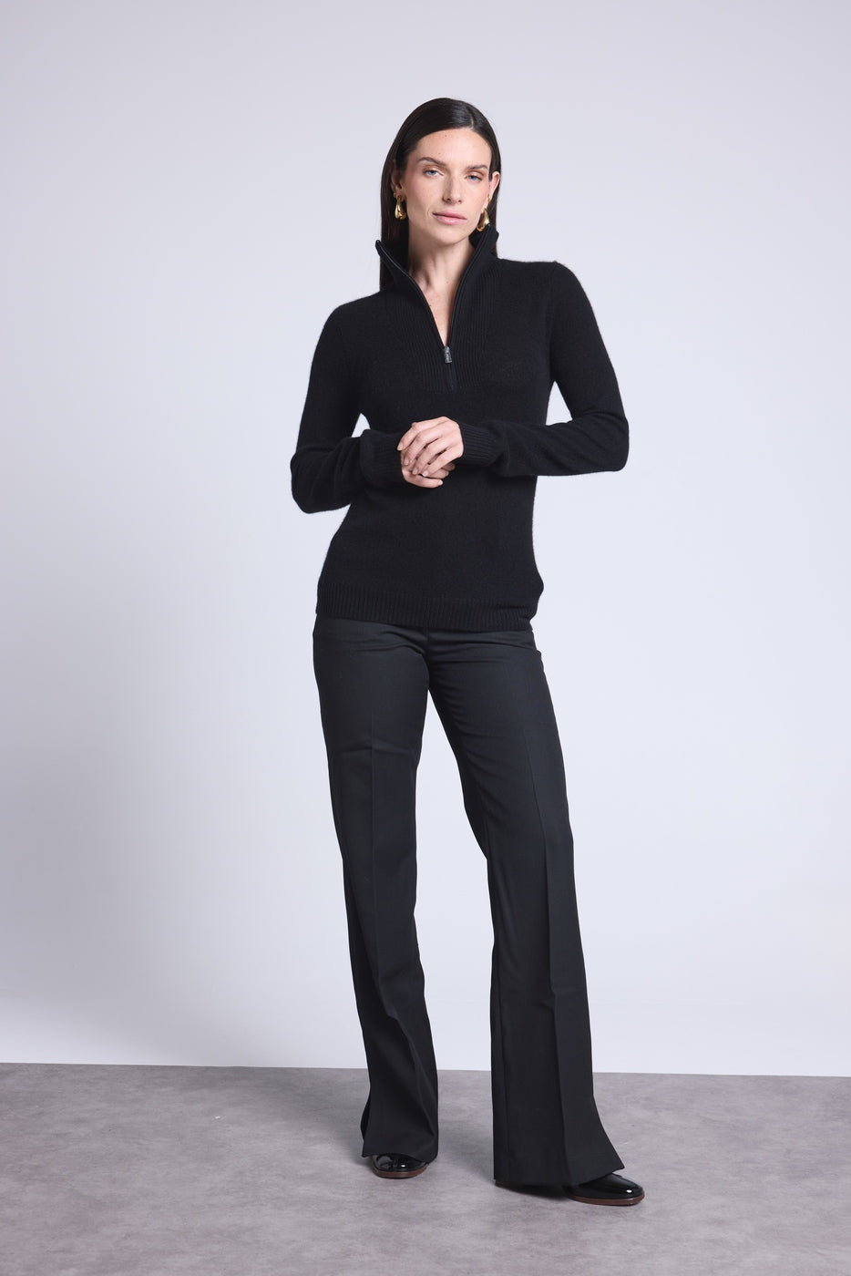 Pull Col Camioneur Zip Femme Emy - Noir - Femme