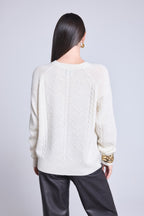 Maglione All Over Heart Emy - Bianco - Donna - Cashmere e lana