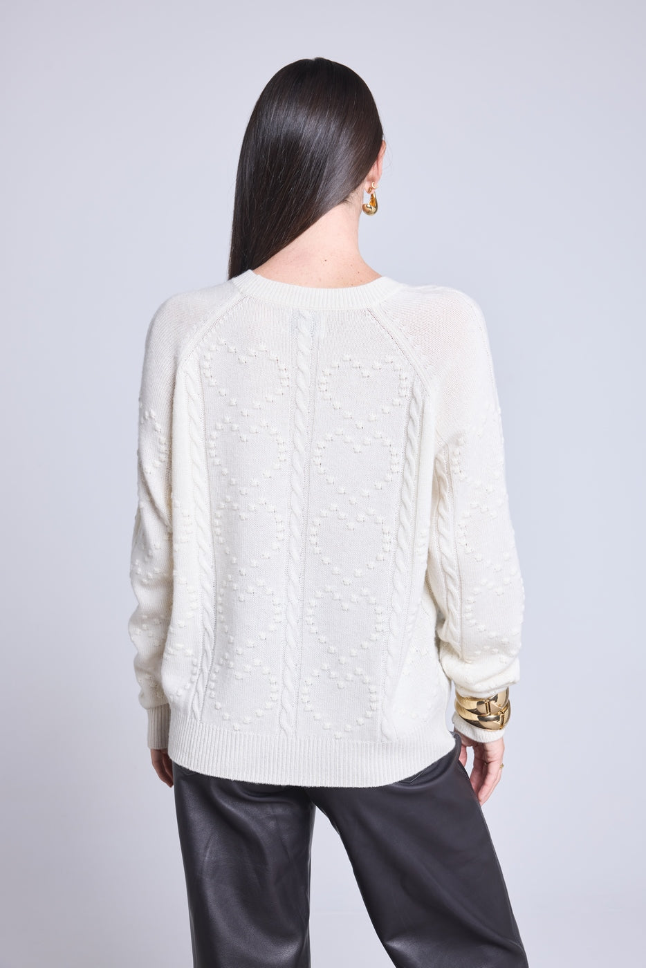 Maglione All Over Heart Emy - Bianco - Donna - Cashmere e lana