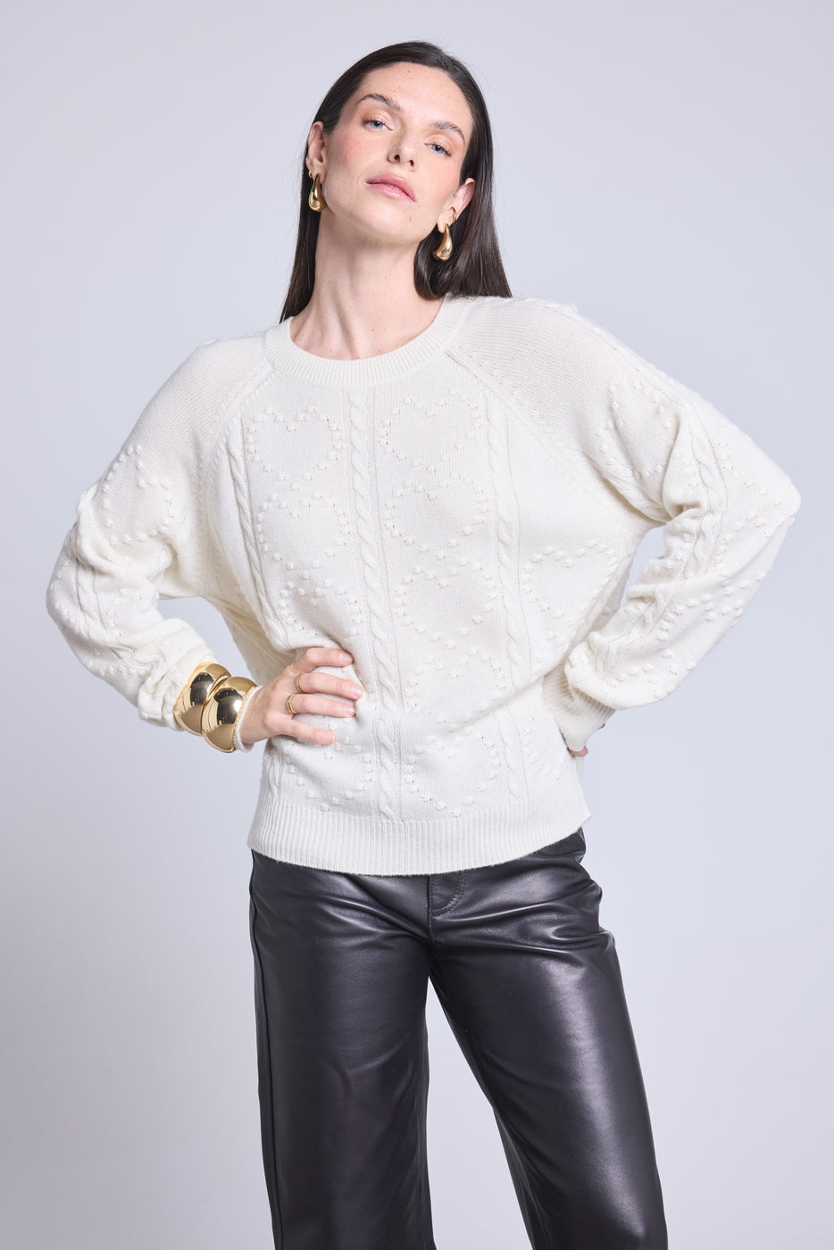 Maglione All Over Heart Emy - Bianco - Donna - Cashmere e lana