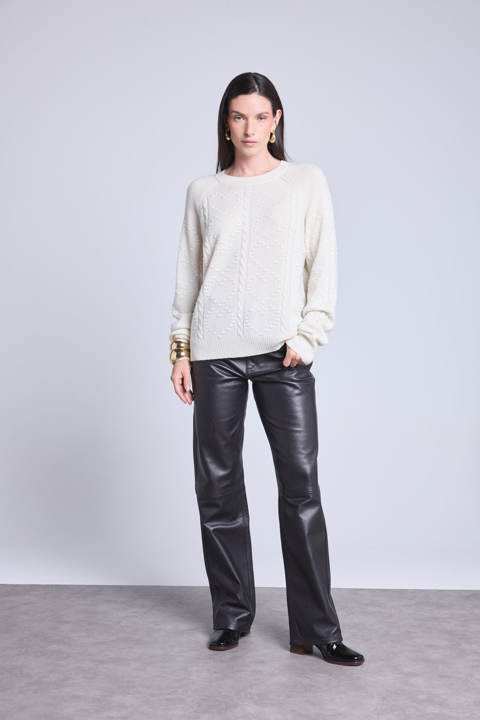 Maglione All Over Heart Emy - Bianco - Donna - Cashmere e lana