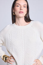 Maglione All Over Heart Emy - Bianco - Donna - Cashmere e lana