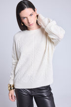 Maglione All Over Heart Emy - Bianco - Donna - Cashmere e lana