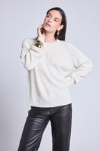 Maglione All Over Heart Emy - Bianco - Donna - Cashmere e lana