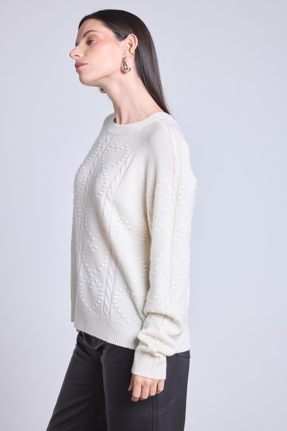 Maglione All Over Heart Emy - Bianco - Donna - Cashmere e lana