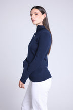 Jersey Cuello Alto Zip Mujer Emy - Azul Marino - Mujer