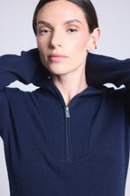 Jersey Cuello Alto Zip Mujer Emy - Azul Marino - Mujer
