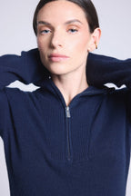 Jersey Cuello Alto Zip Mujer Emy - Azul Marino - Mujer