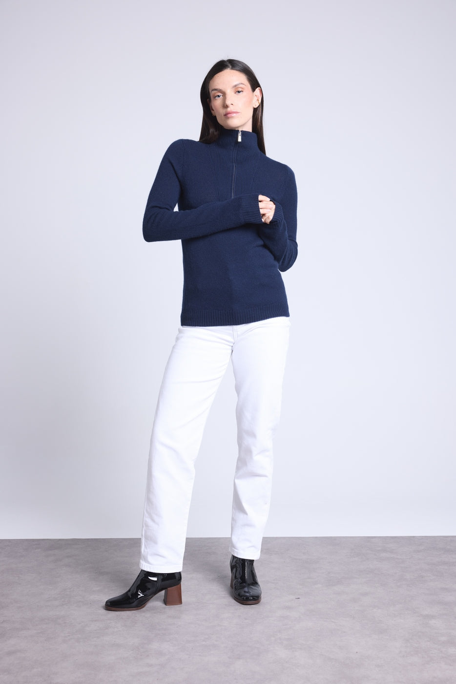 Jersey Cuello Alto Zip Mujer Emy - Azul Marino - Mujer