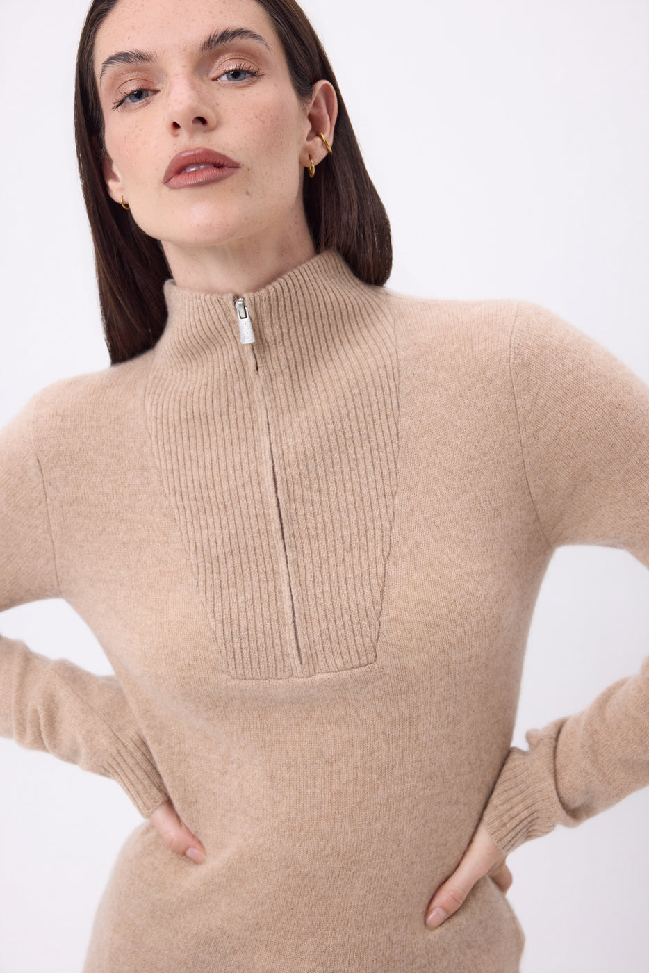 Emy Half-Zip Jumper - Cream Beige - Women