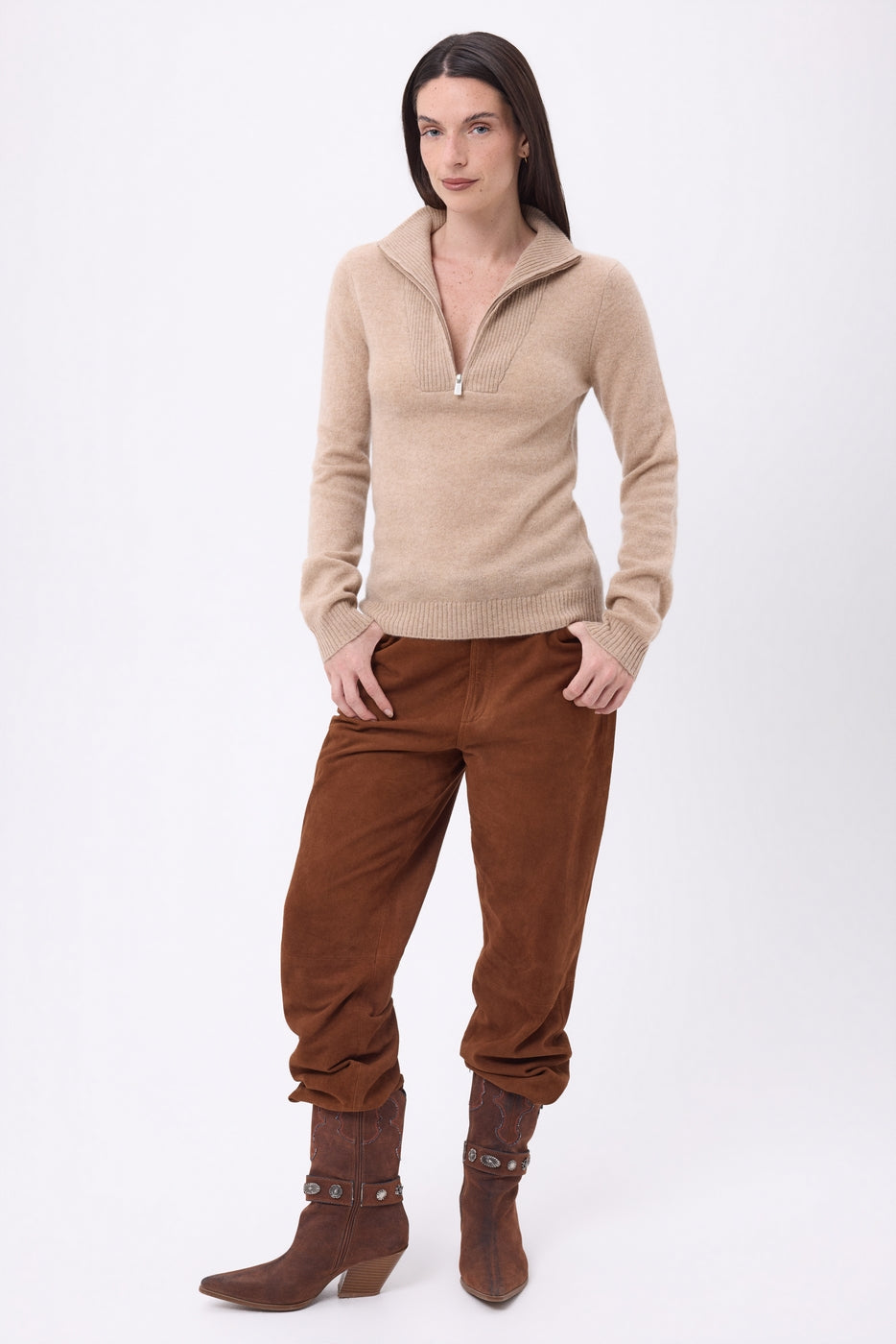 Emy Half-Zip Jumper - Cream Beige - Women