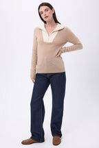 Emy Half-Zip Jumper - Beige Cream White - Women