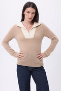 Emy Half-Zip Jumper - Beige Cream White - Women