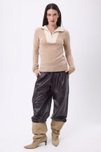 Emy Half-Zip Jumper - Beige Cream White - Women