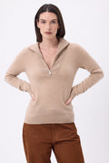 Emy Half-Zip Jumper - Cream Beige - Women