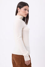 Pull Col Camioneur Zip Emy - Blanc - Femme